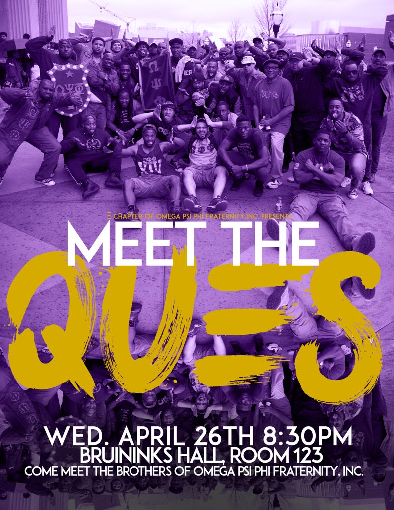 Meet the Ques 
Wednesday, April 26th
8:30 pm - 10pm
Bruininks Hall, Room 123
.... tmi.me/1fipxY