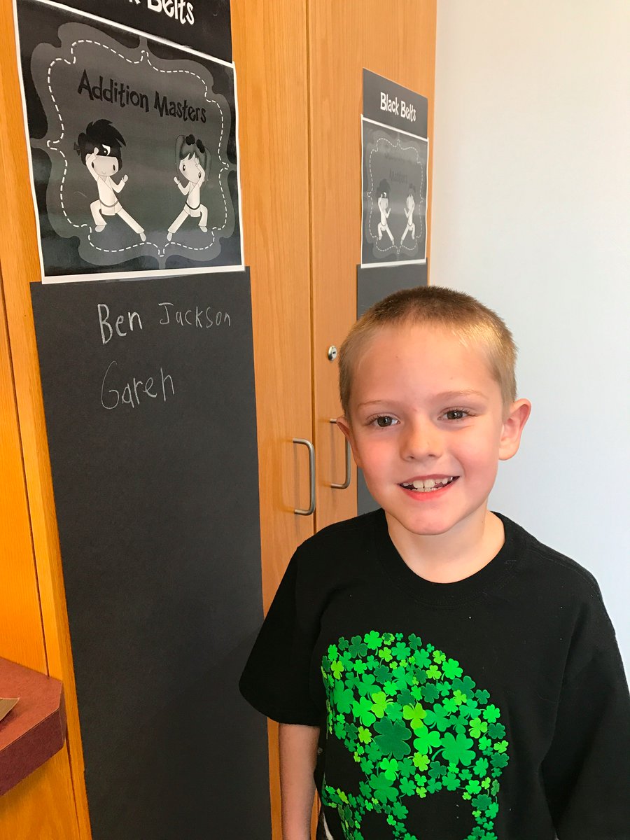 EPSDJefferson's tweet photo. Garen has earned his black belt in Kicking It Math! Way to go, Garen! #AdditionMasters #JeffersonSOARS https://t.co/yuSRygovSA