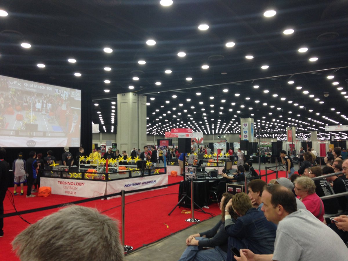 The Green Machine preparing for their 2nd match today at Worlds in Kentucky!  Go Rebel Robotics!  This venue is huge