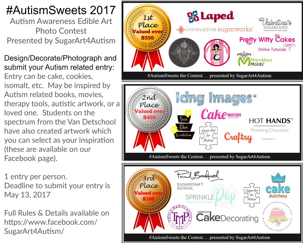 #contest #sugarart4autism #autismsweets Edible Art Photo Contest 
Make sure you check the link below for all info

facebook.com/pg/SugarArt4Au…