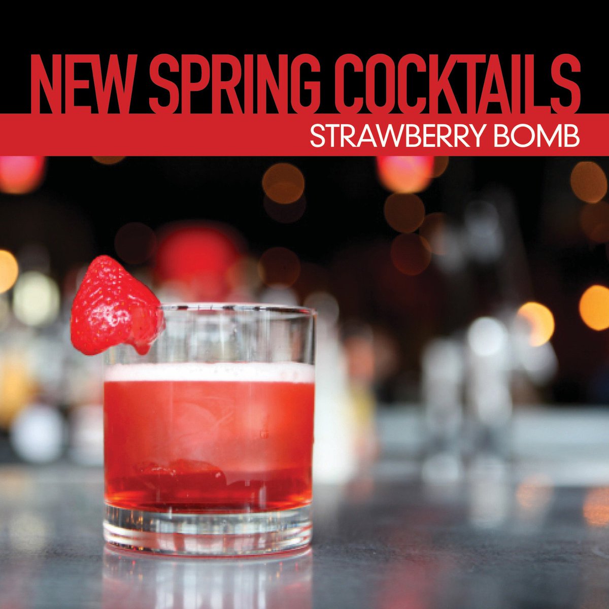 Our new Spring Cocktail Menu launches TODAY! Stop in for one of our new creations like this Strawberry Bomb.