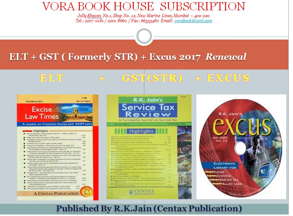 vorabookhouse's tweet photo. Title- ELT + GST ( Formerly STR) + Excus 2017 Renewal
Author- R. K. Jain
Price-Rs.15500/-
#vorabookhouse #journal #law #elt #str #excus #gst https://t.co/BdjfLckTQf