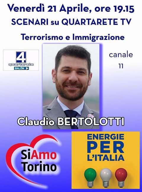 SiAmoTorino's tweet photo. #SiAmoTorino a #QuartaRete #terrorismo #immigrazione #sicurezza (anche via streaming) https://t.co/fDKYH9L46s