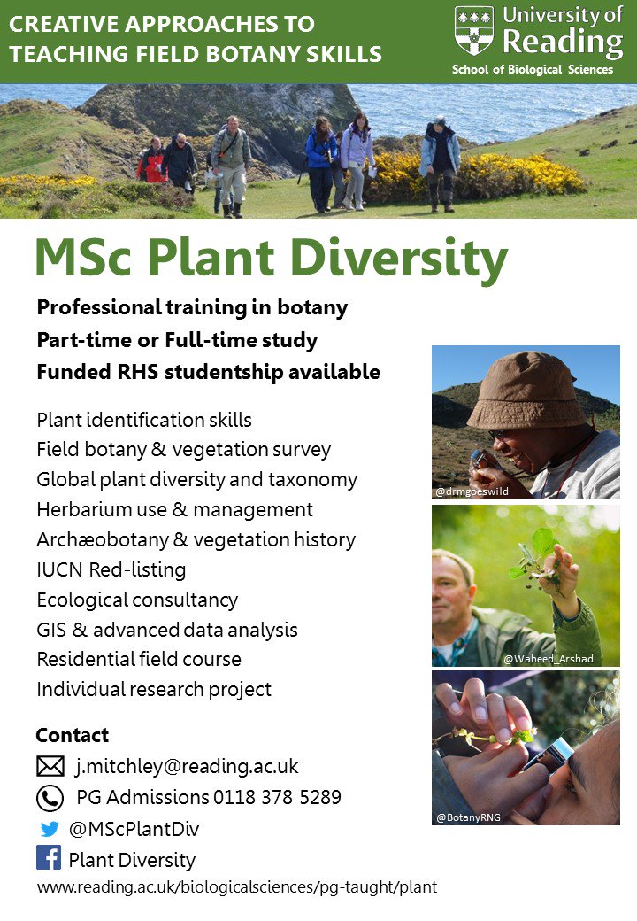 drmgoeswild's tweet photo. Come &amp; study MSc Plant Diversity @UniofReading the only MSc that trains you to identify plants in the field &amp; herbarium #employabilityskills https://t.co/XC2OMftqd5