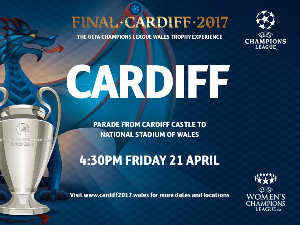 Are you in Cardiff this afternoon? Make sure you see the #UCL trophy parade starting @cardiff_castle #cardiff #cardiff2017 #Wales