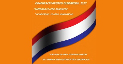 Oranjepop, Koningsdag, Koningsconcert en 4e Oldtimer Truckersparade Oldebroek. Het complete programma: wqd.nl/jLPB