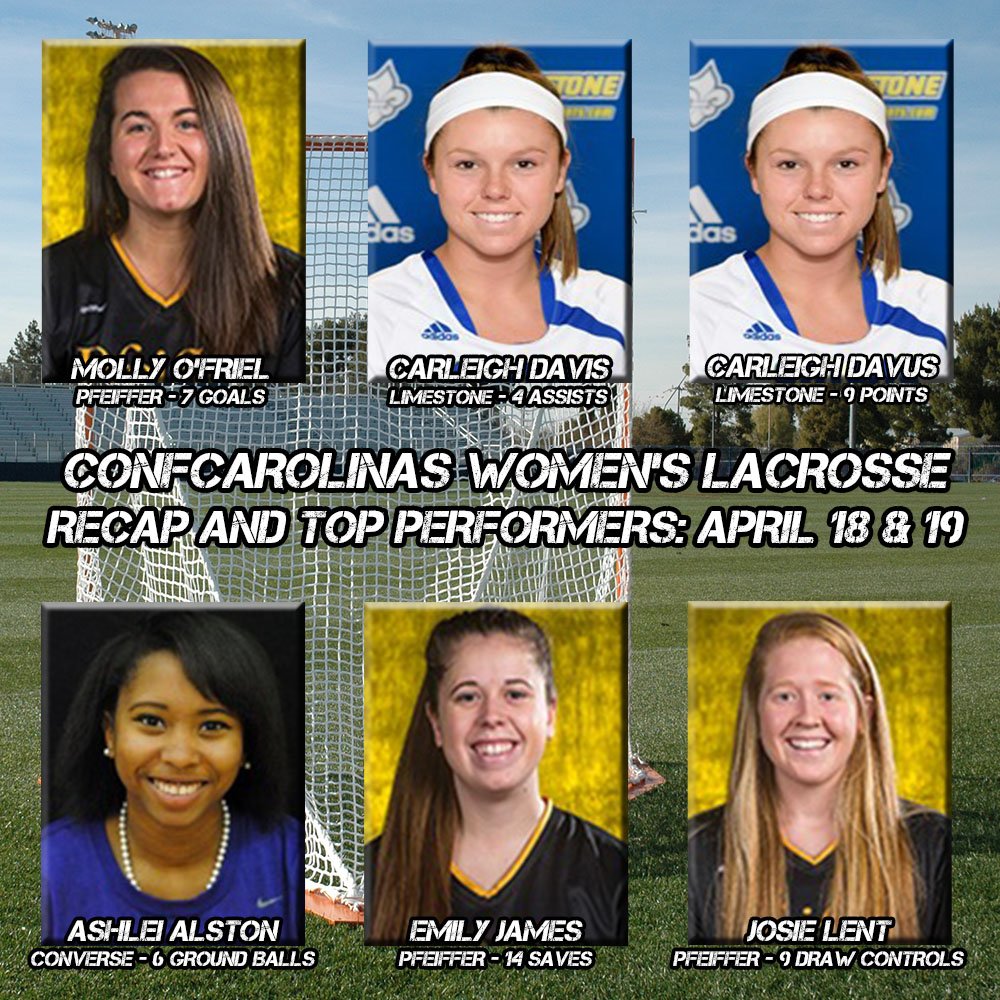 #ConfCarolinas Women's Lacrosse Recap &amp; Top Performers: April 18 &amp; 19 - bit.ly/2pZzHeF