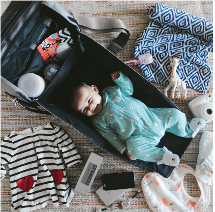 diaper bag with built in changing station