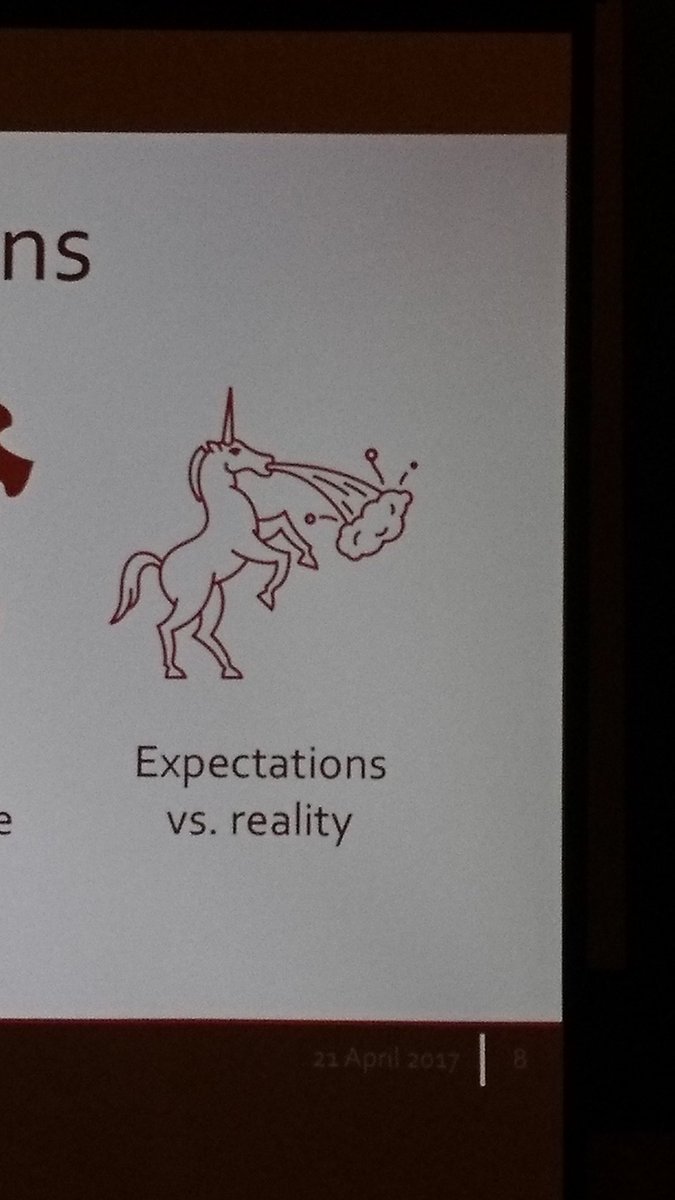 adam42smith's tweet photo. DMP expectation v reality. It's that a vomiting unicorn? #RDAP17 https://t.co/pex6hbuWhw