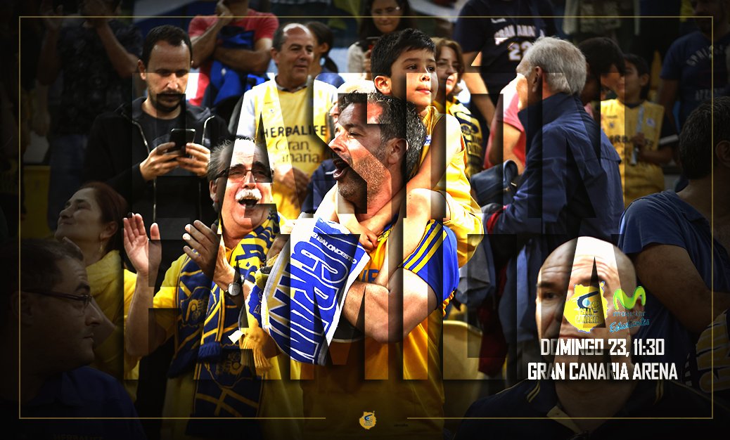 GranCanariaCB's tweet photo. Pasión.
Familia.
Cuatro partidos.
Tres con la #MareaAmarilla.
Domingo, 11:30, Gran Canaria Arena.
¡¡#VAMOSGRANCA!! https://t.co/EqY58bV92l