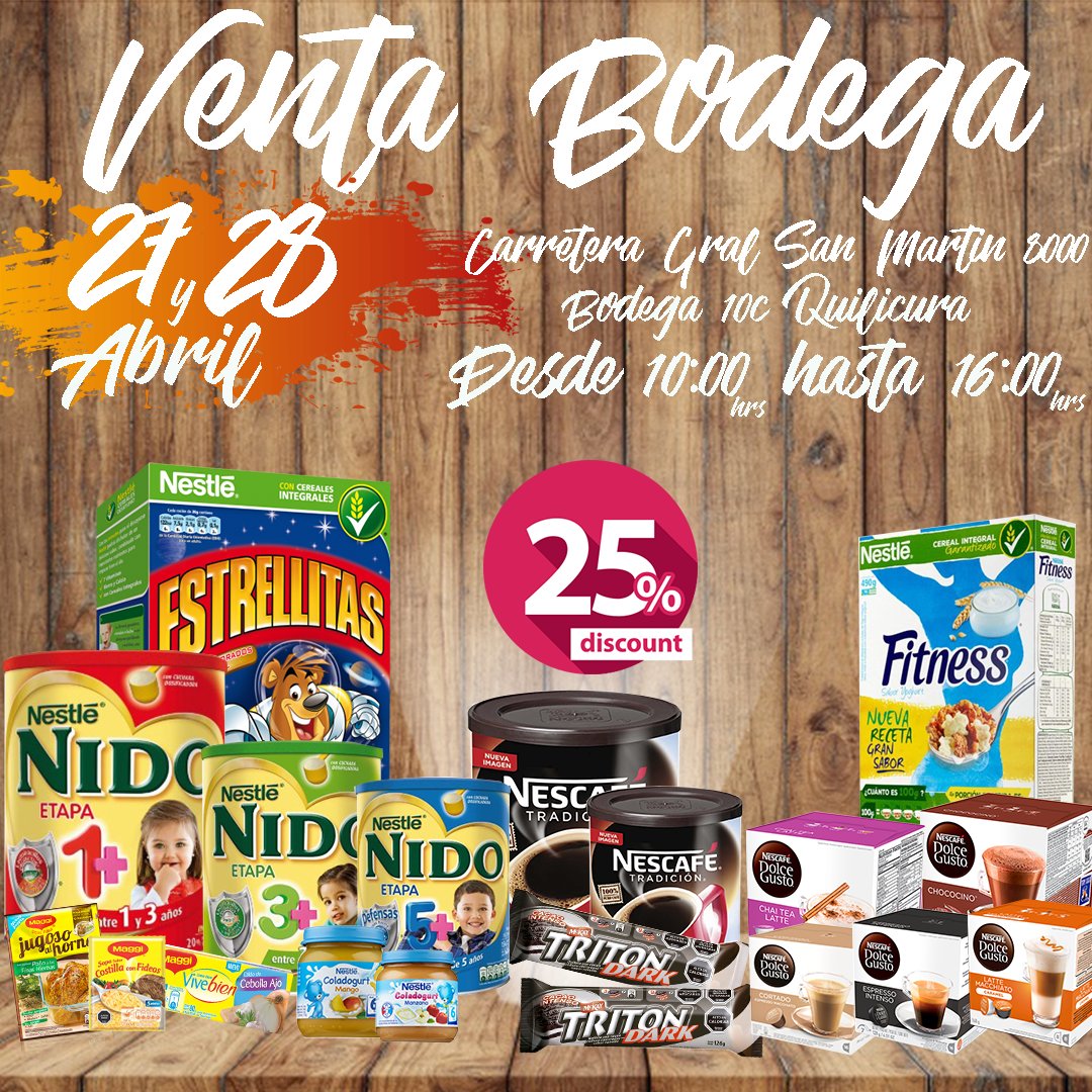 ¡Venta Bodega! 27 y 28 de Abril. Por tu compra participas por entradas dobles al cine. TE ESPERAMOS #Quilicura <a href="/QuilicuraV/">Quilicura Virtual</a> <a href="/ChicureoNews/">ChicureoNews</a>