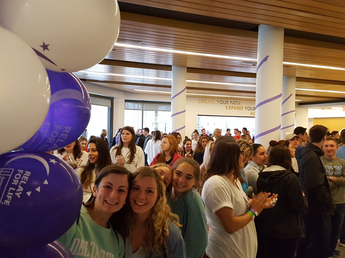 BryantUprez's tweet photo. And the Relay for Life kicks off with 100's of students raising money and walking 2 cure cancer.  Congrats 34 teams Go  bulldogs. 😊🐶 https://t.co/hfbPT9QXKp