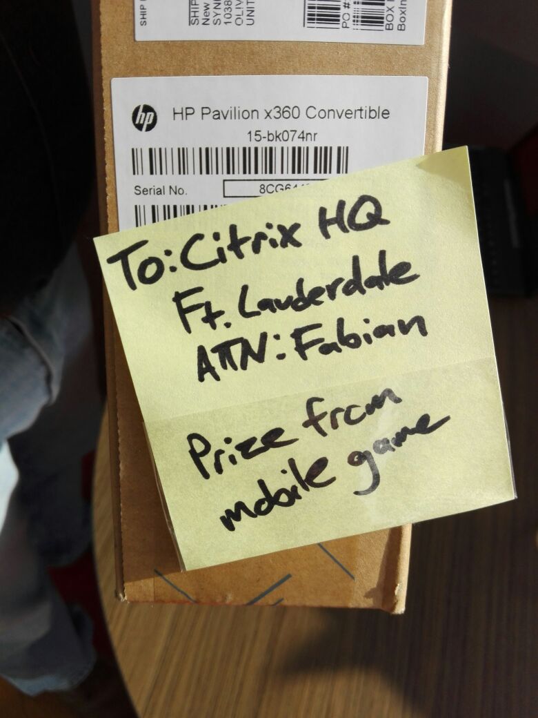 Aldanamara's tweet photo. So happy with my new HP PAVILLON, Thank you #CitrixSynergy, I LOVE #CitrixLife, #citrixcan, 😚😚 https://t.co/71xD5L9KtA