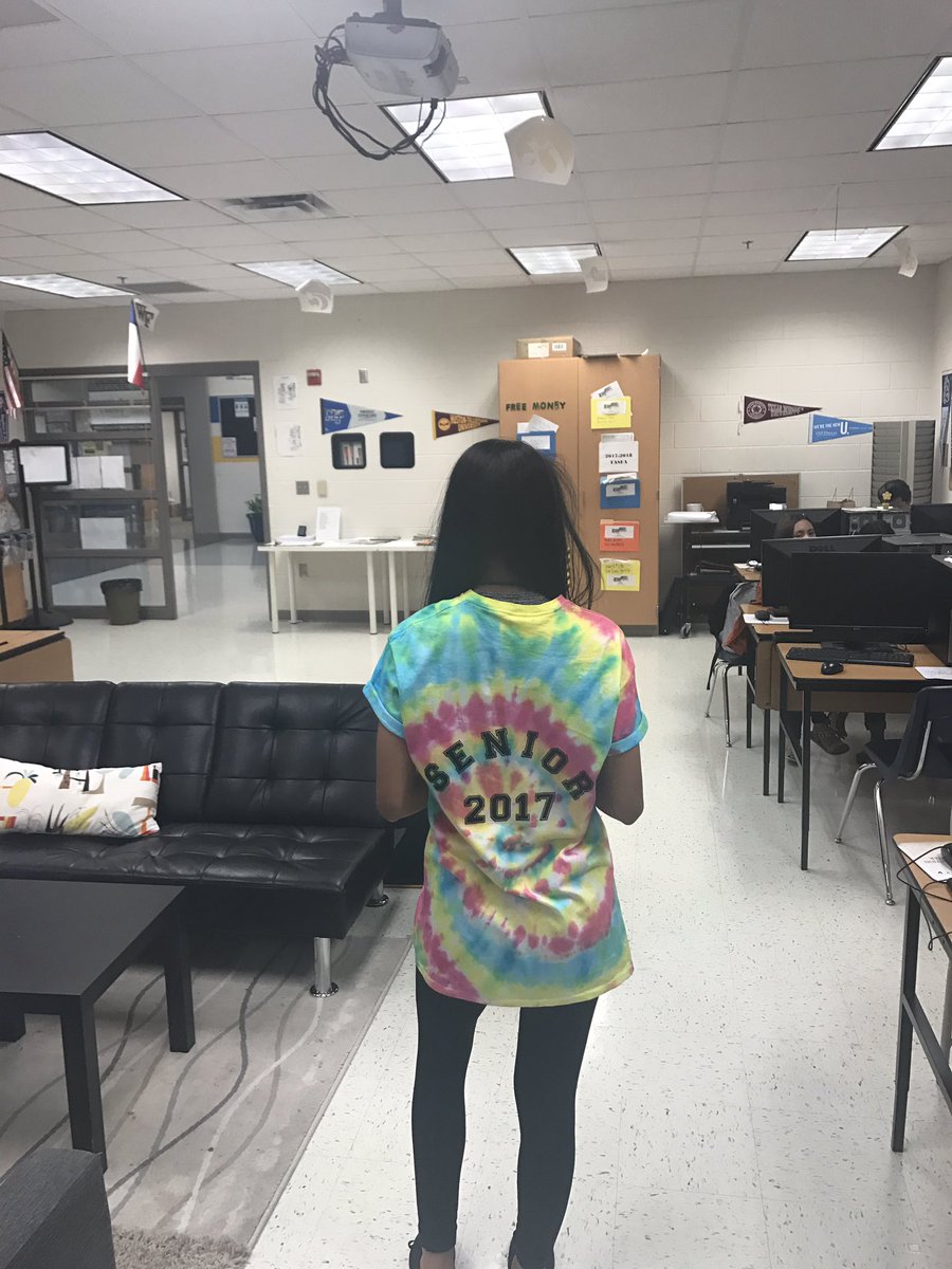 EIFConrad's tweet photo. Senior #Chargers are ready for our annual #powderpuff game! Good luck today seniors! #tiedye #seniors #collegebound #eif #ConradHS https://t.co/Svagt5dgc8
