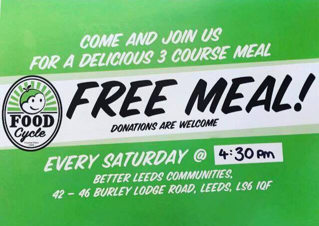 .<a href="/LeedsFoodcycle/">FoodCycle Leeds</a> are serving in Leeds tomorrow... Spread the word!