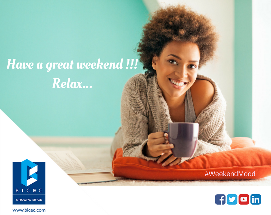 BICEC_Cares's tweet photo. [HAPPY WEEKEND]

Keep calm and enjoy your weekend !
 
La BICEC vous souhaite un bon week-end à toutes et à tous...

#Relax #TGIF #Weekend https://t.co/ZB1axhd4LV