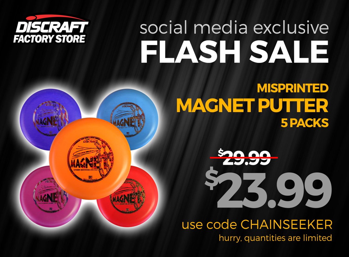 DiscraftFS's tweet image. Friday flash sale! Hard Magnet misprint 5-packs only $23.99 while they last
discraftfactorystore.com/collections/di…
