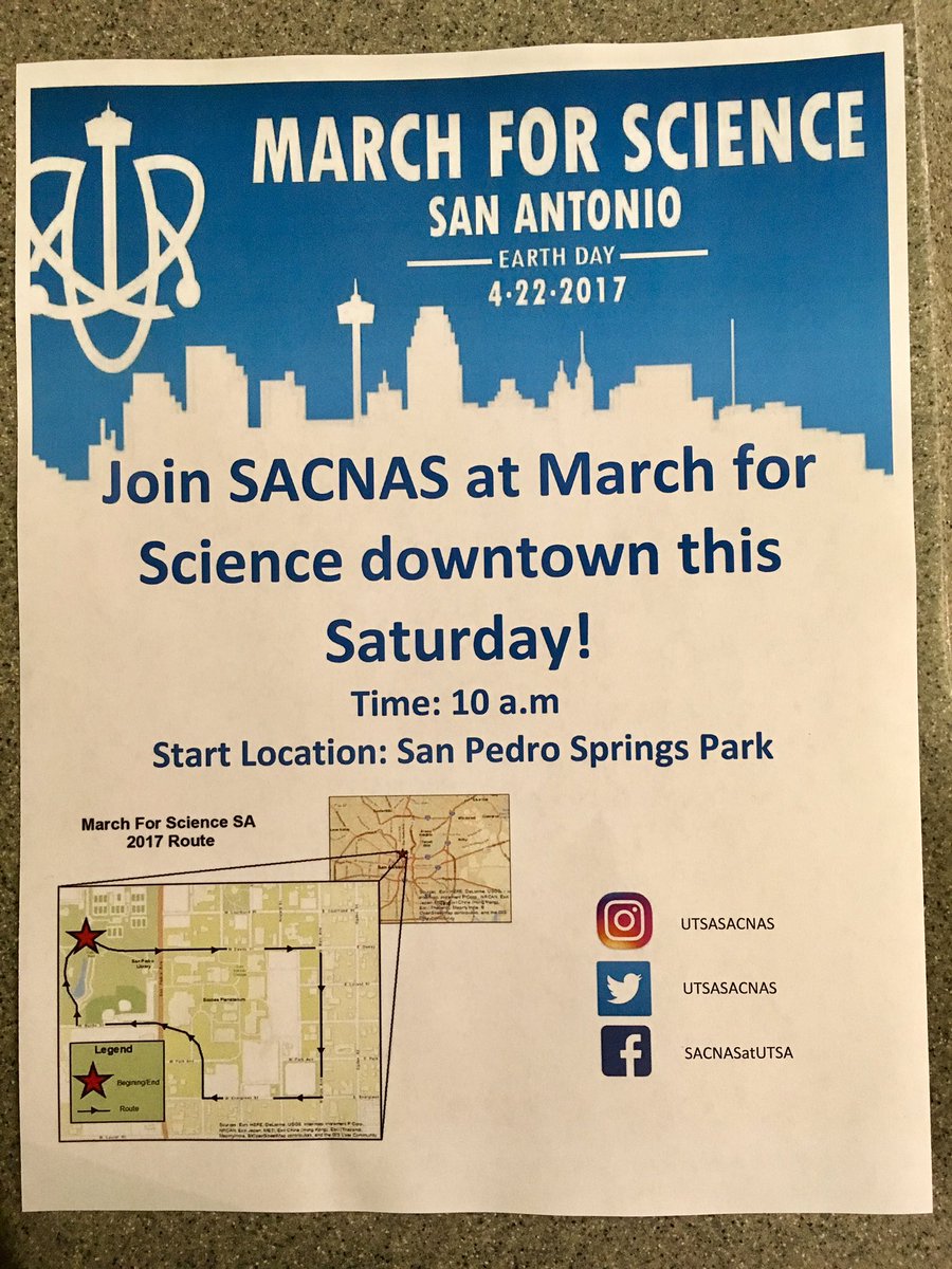 UTSASACNAS's tweet photo. Join us! #utsa #sacnas #utsasacnas #marchforscience https://t.co/RzEOub8f1f