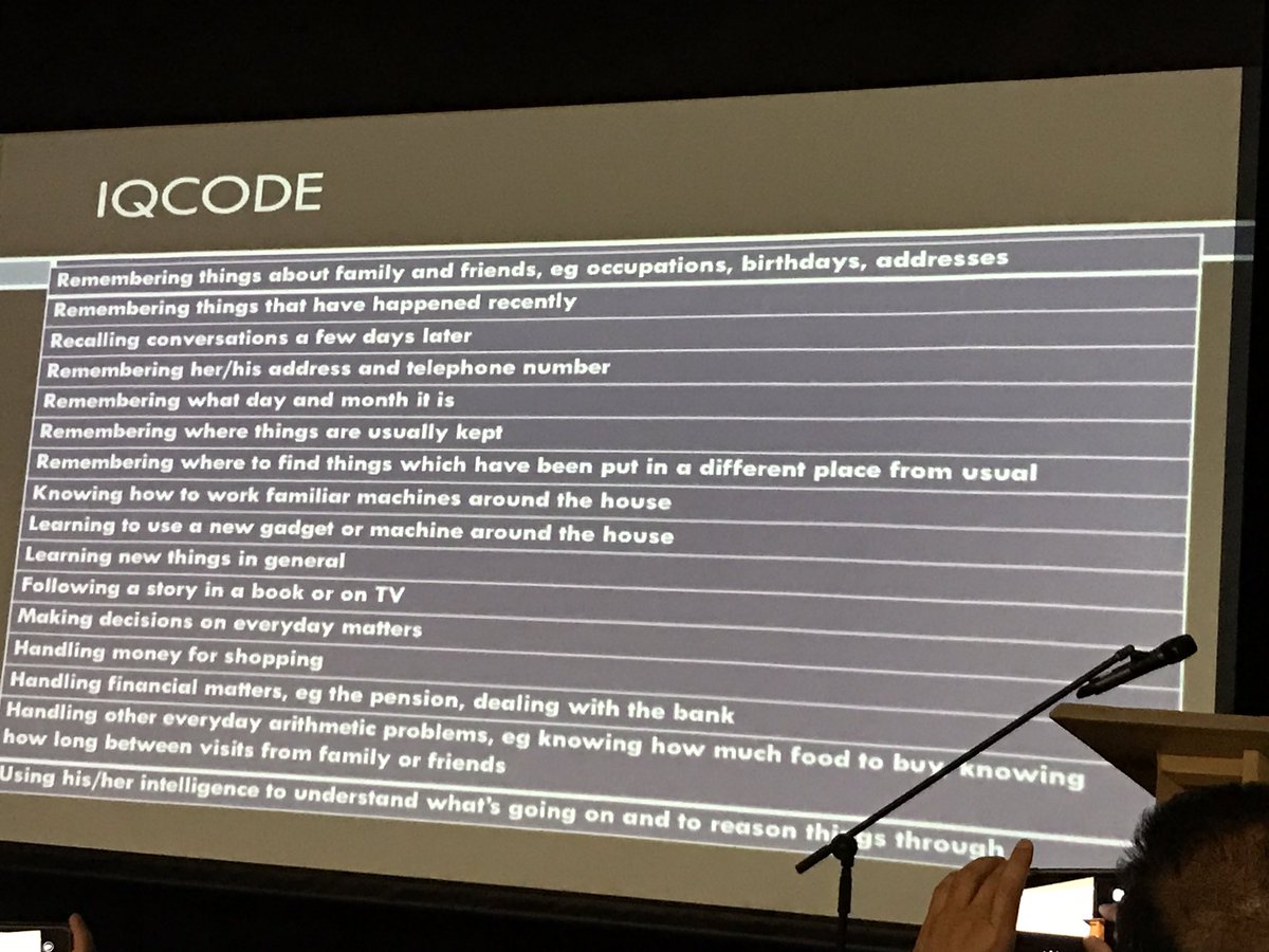dementiacentre's tweet photo. The #IQCODE very useful @EmmaReynish #dementia https://t.co/rJMc4Lbh4Q