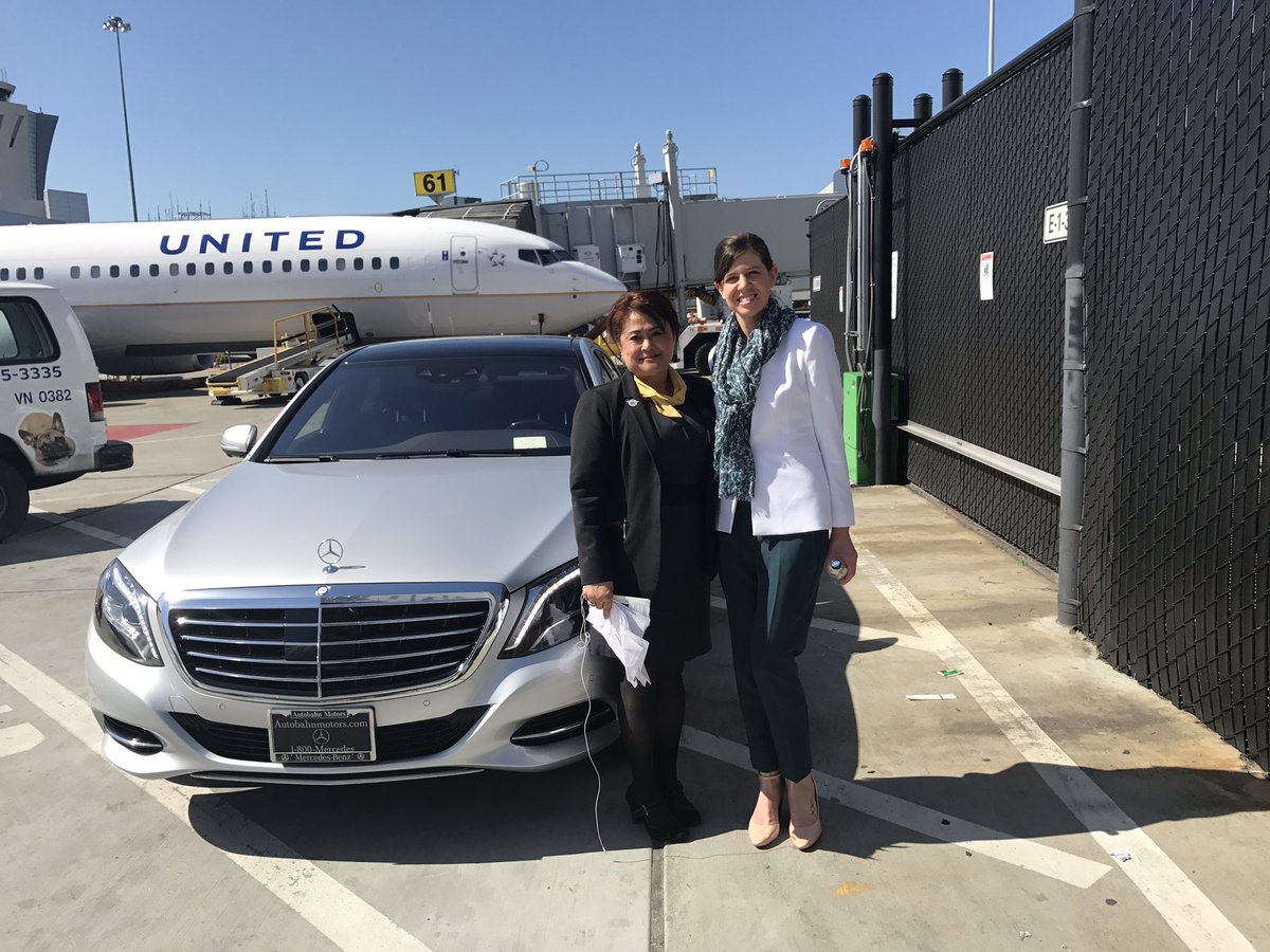 Beautiful day at #SFO to ride along and learn the ropes for our Mercedes tarmac service! Thank you, Grace! #beingunited