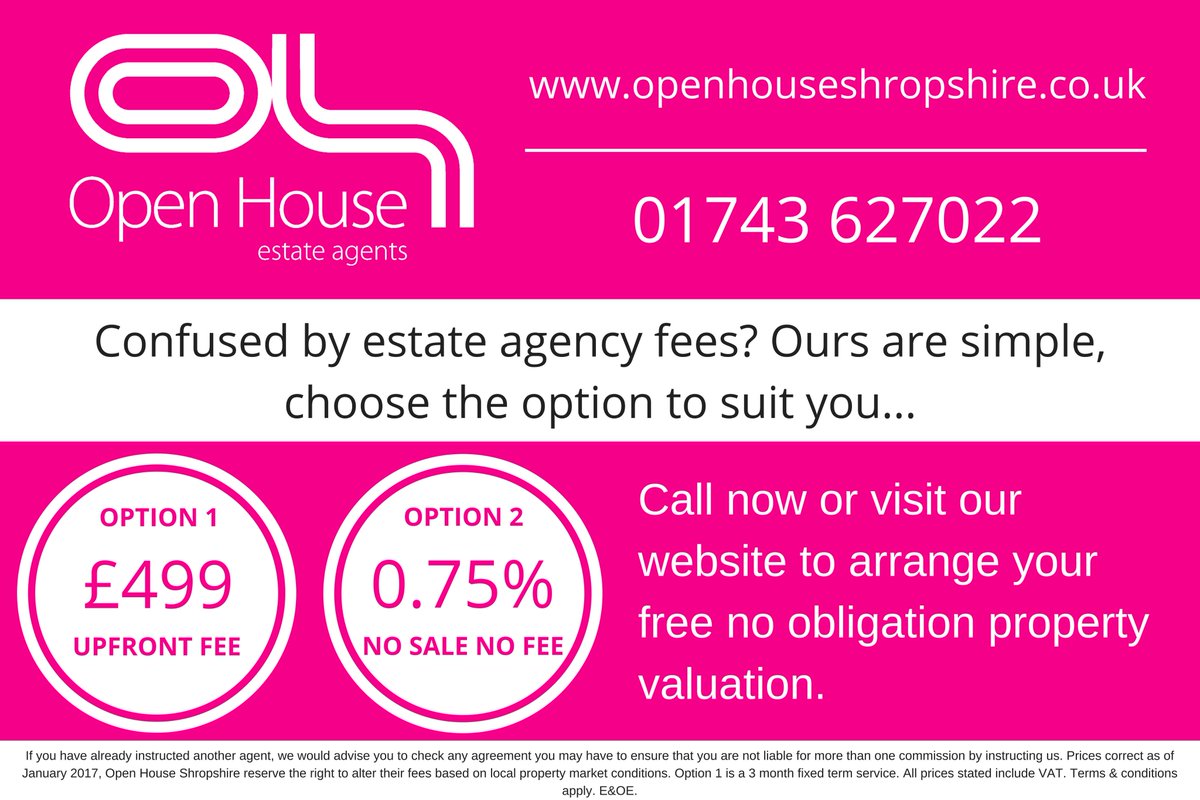 OpenHouseShrops's tweet image. Have a look at our fees, we really can save you money. Our phone lines are open 24/7. #LocalAgent #SaveThousands #WhyNot #Shropshire