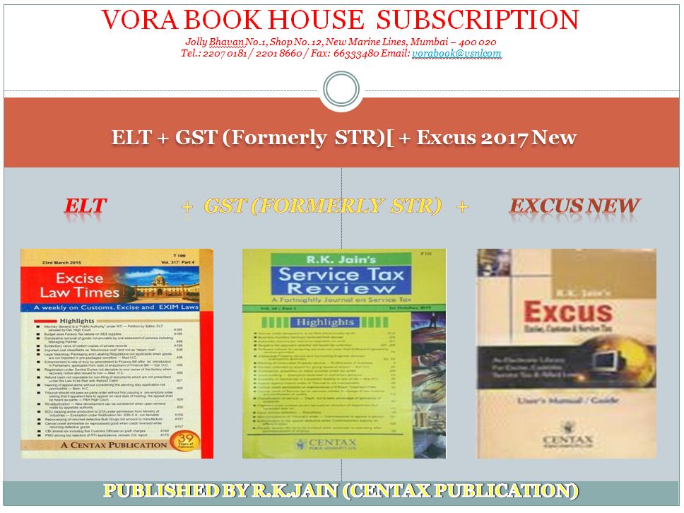 vorabookhouse's tweet photo. Title - ELT + GST (Formerly STR)[ + Excus 2017 New
Type - Journal
Author - R. K. Jain
Price - Rs.17500/-
#vorabookhouse #journal #excus https://t.co/UShsrzReXw