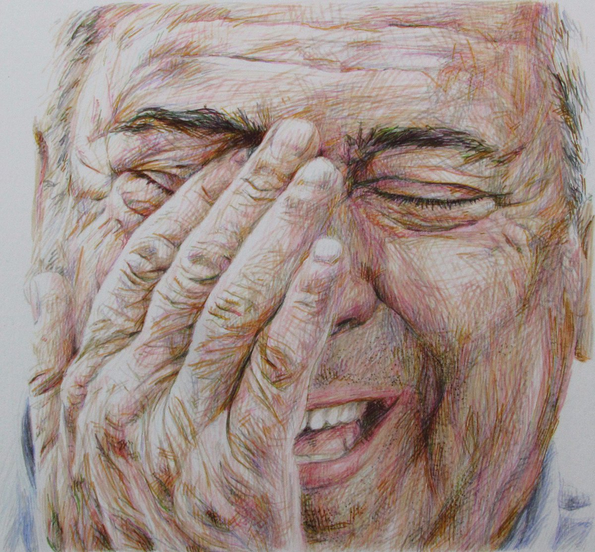 kappusart's tweet photo. 'Michael / 58 / Male / Latino' ($175. 8.5x9.25" Marker on paper) &amp; other Laughing portraits now available on website https://t.co/DDboEWWAcJ https://t.co/zxkSUqhuaq