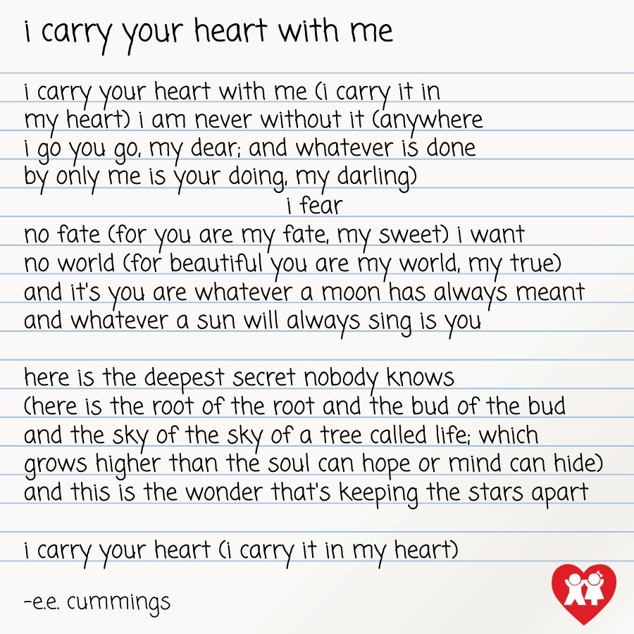 April is #NationalPoetyMonth. We love this poem from E.E. Cummings. #Family #AllHearts #Friday