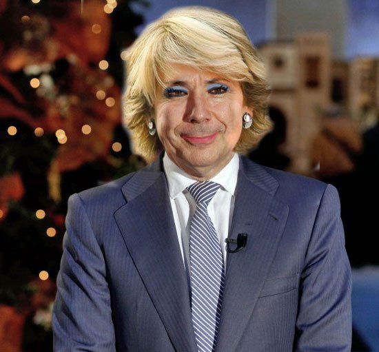 Sé que esto es inquietante, pero si le pones una peluca rubia y lo maquillas, Ignacio Gonzalez se convierte en Esperanza Aguirre.