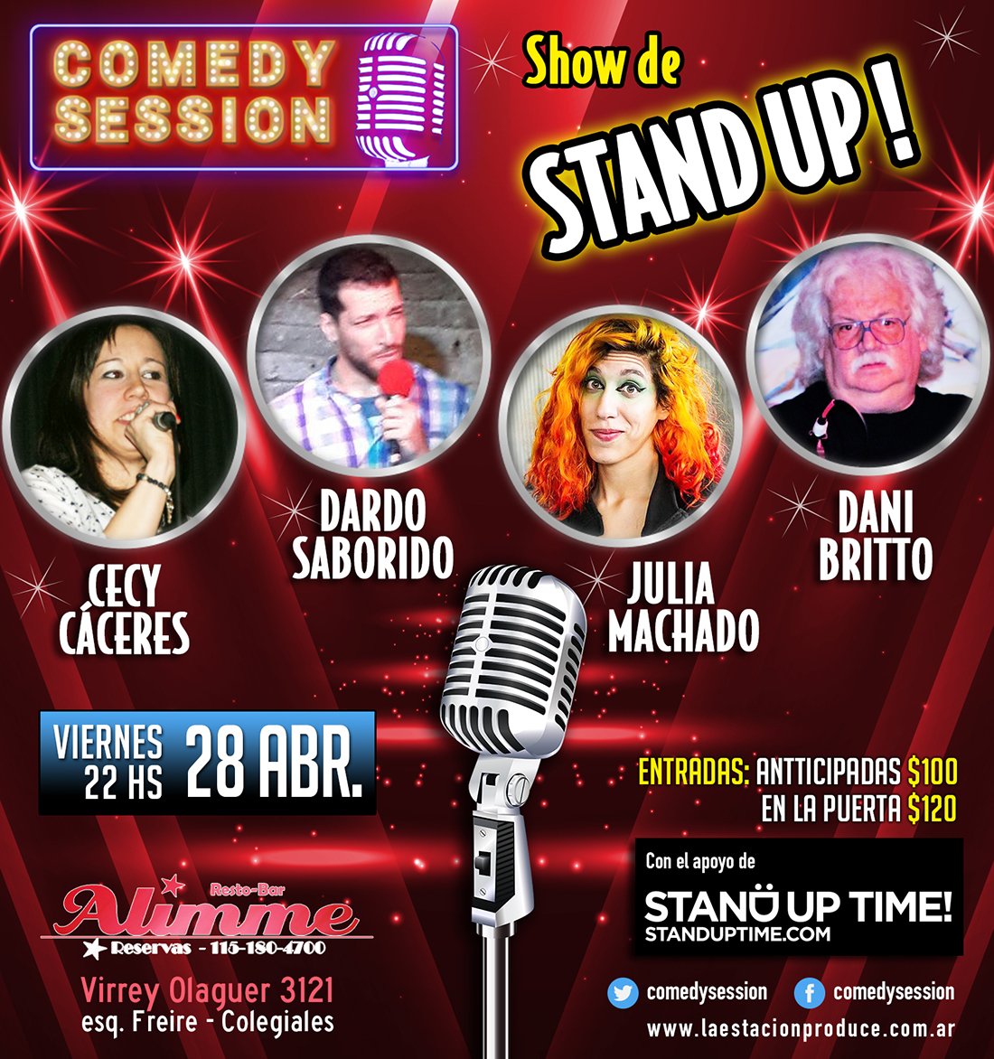 comedysession's tweet photo. Próximo Viernes 22hs en Alimme (Virrey Olaguer 3121), noche de #standup con Caceres, Saborido, Machado y Britto, y @FerEnder de MC invitado. https://t.co/IblaWv0sFu