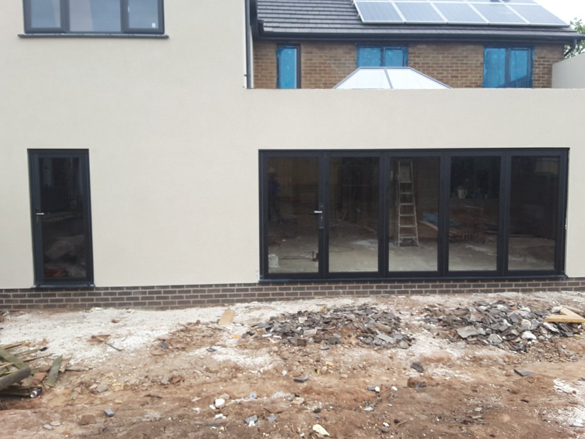 VictoriaWDC's tweet photo. @PanoramicDoorUK @VictoriaWdcLtd today's installation, Anthracite grey inside and out. 5 part door and a single door. https://t.co/edD7Oz4VSp