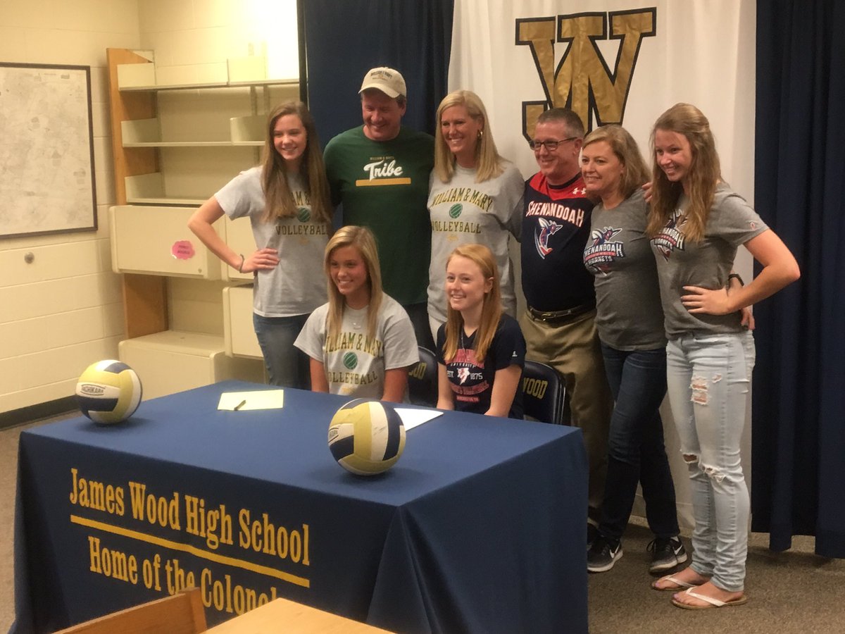 WinStarSports1's tweet photo. Congrats to #JamesWood volleyball players @TaylorHeishman (William &amp; Mary) and @MeganHillyard (Shenandoah) for college signings today https://t.co/rJLAvVeXhi