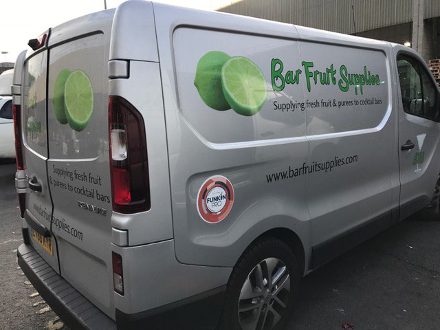 SJSignage's tweet photo. While @BarFruitSuppliers supply fresh fruit &amp; pureés to cocktail bars, @SJSignage keep their vans in tip-top shape.#ProfessionalSignwriting https://t.co/GvCGTyL7V9