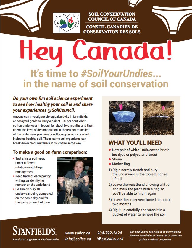 OntarioNature's tweet photo. When soiling your undies is a good thing! https://t.co/HUme0CXfND via @CBCPEI @soilcouncil #Canada #SoilYourUndies #CdnSoilWeek17 https://t.co/JWliD8fnNc