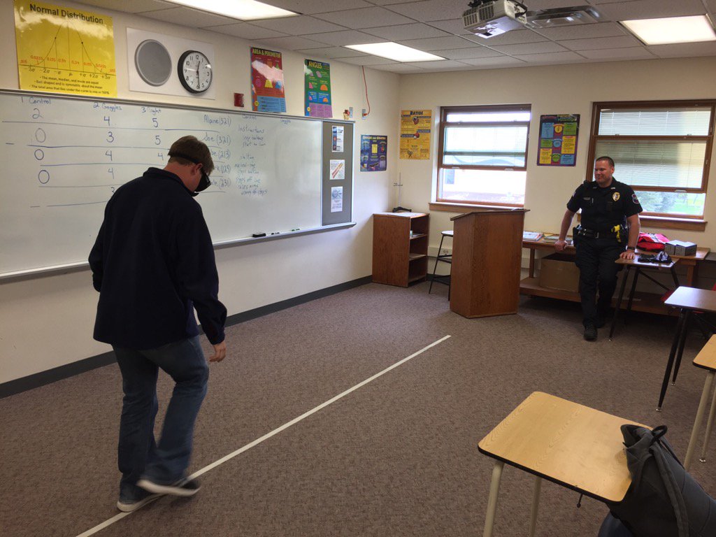 Thanks to Officer Bauer for helping AP stats class run a walk the line lab.