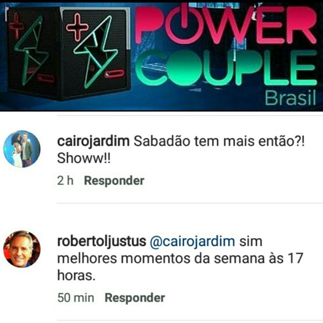cairojardim's tweet photo. Se o chefe falou, tá falado!! Sabadão as 17h tem mais #PowerCoupleBrasil !! Obrigado @robertoljustus #powercouple2 #powercouplebr https://t.co/C8hjJRYxzZ