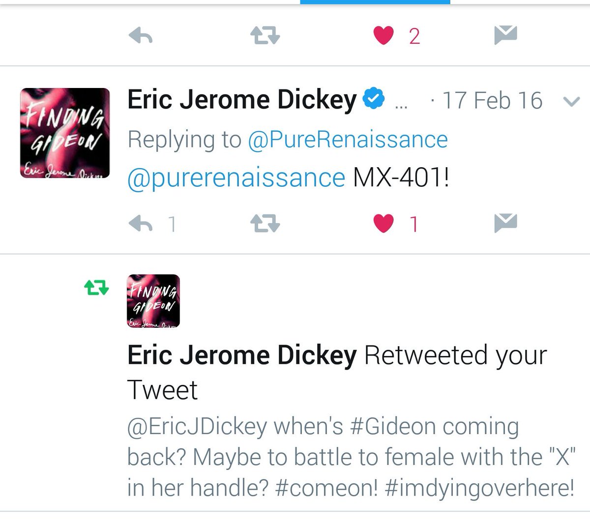 PureRenaissance's tweet image. @EricJDickey I get handshake? #FindingGideon is pure dope!