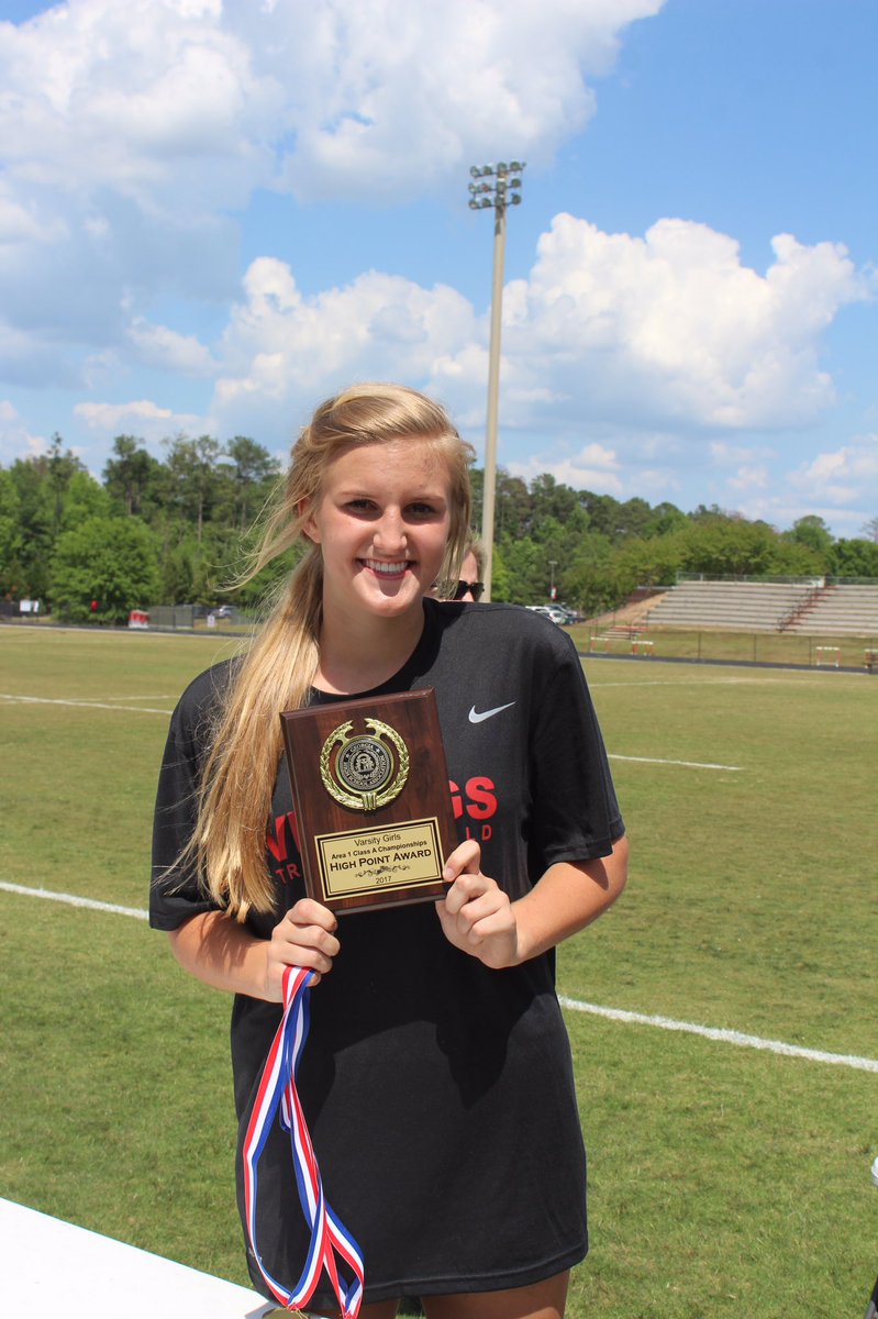 FPDVikingSports's tweet photo. Congratulations to #FPDtrack's Sadie Frame for receiving the High Point Award at today's GHSA 1A Area-1 Pvt. Meet with 23 points!  #FPDALLin https://t.co/ZE40XI29pL