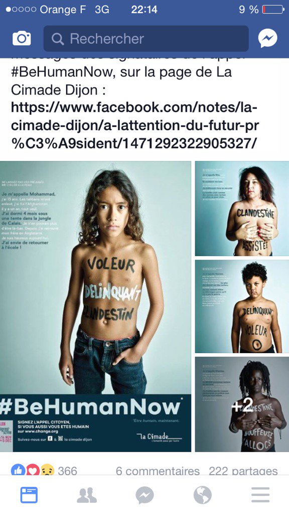 CatherineZunic's tweet photo. #BeHumanNow #LaCimade Dijon contre les préjugés qui collent à la peau ! Excellente campagne ! https://t.co/Q2I0AiQ19f