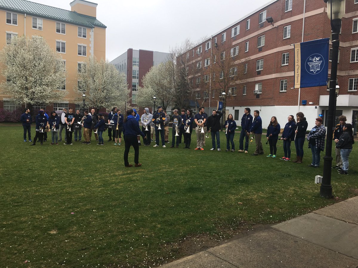 <a href="/unhmb/">UNH Marching Band</a> perform for the crowd