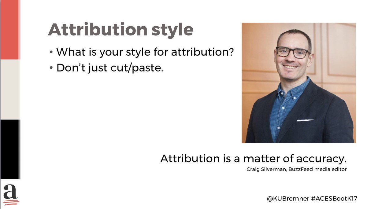 tschmedding's tweet photo. Your go-to guy for accuracy and verification is @CraigSilverman. Follow him says @KUBremner #acesbootk17 https://t.co/F8sMnoedNF