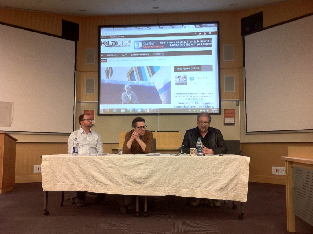 radioautochtone's tweet photo. Les Carpenter, #CKLB, @RobMcMn @Malithgow up for last panel on engaging #CRTC & #NativeBroadcastingPolicy review https://t.co/xj45U0Q2fp
