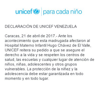unicefvenezuela's tweet photo. Declaración de UNICEF Venezuela https://t.co/iHS9f0MubN https://t.co/NjIUfB8ZXd