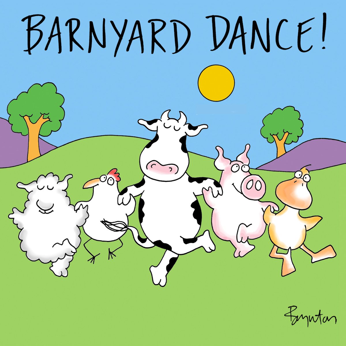 SandyBoynton's tweet image. Bow to the horse. Bow to the cow. Twirl with the pig if you know how. (April 10 is #FarmAnimalsDay.)