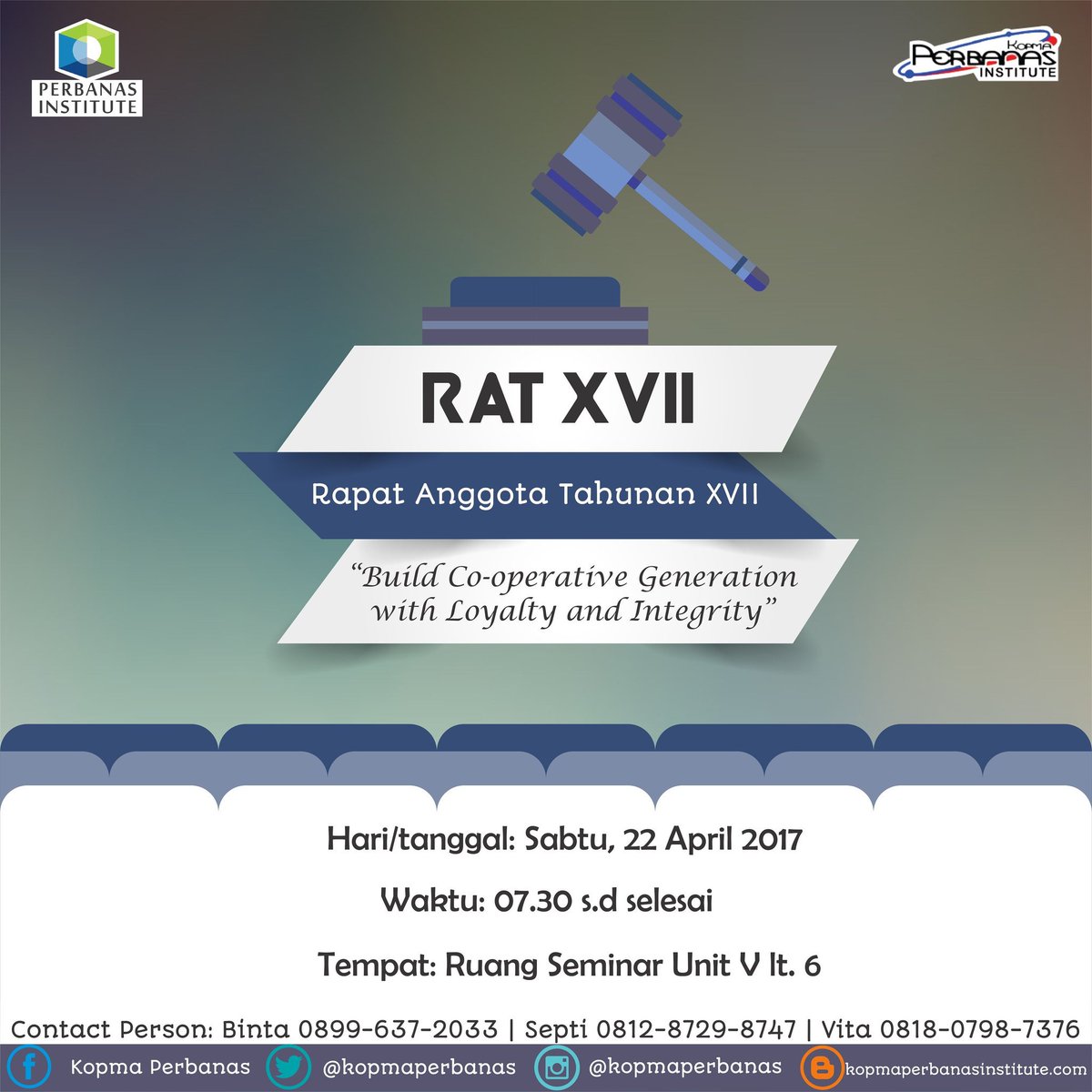 Untuk kakak ALB dan Anggota KOPMA Perbanas Institute jangan lupa hadir untuk berpartisipasi dalam acara ini yah. Salam Cooperator!!💪✌