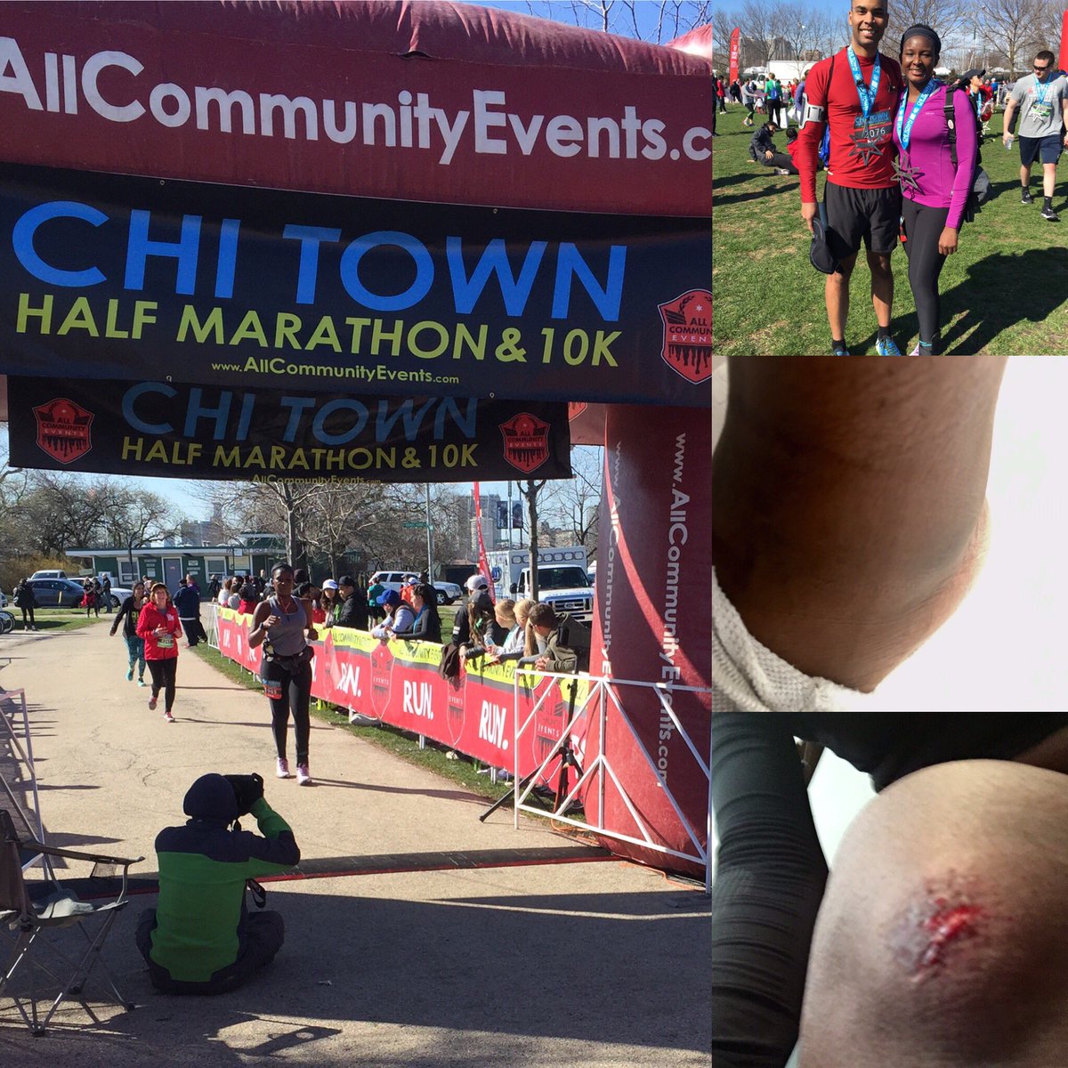 A million thanks @physiopartner 4 helping cross the finish line after getting an ankle sprain and busted knee a month b4 my half marathon.