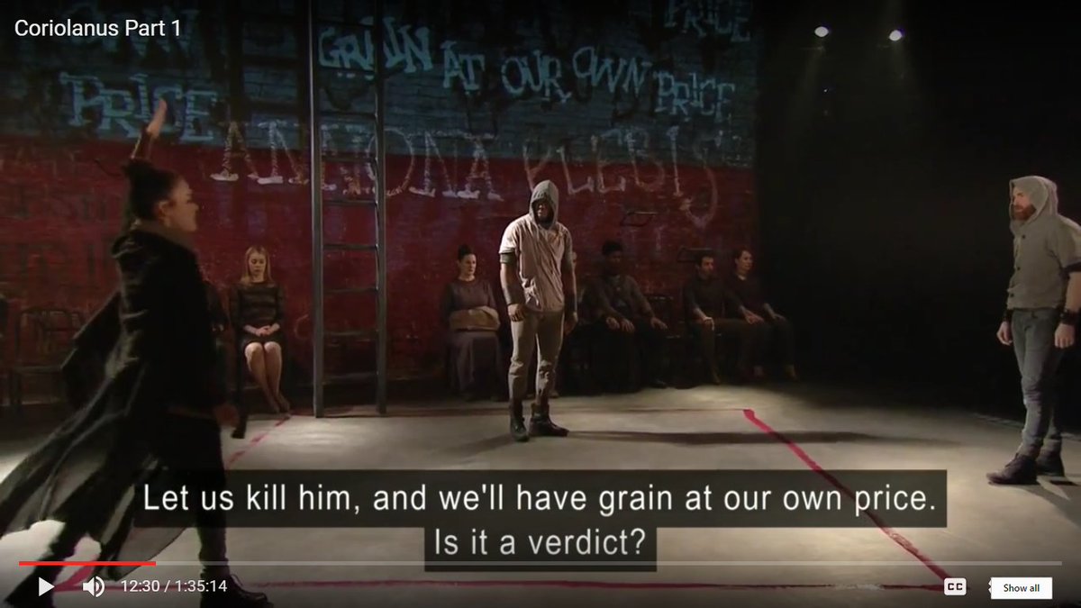 shennsley's tweet photo. Graffiti on the main wall in #Coriolanus not only an #easteregg, but also quickly shows the discontent of the ppl #classywill #classcin17 https://t.co/uLQ4mPA2ML