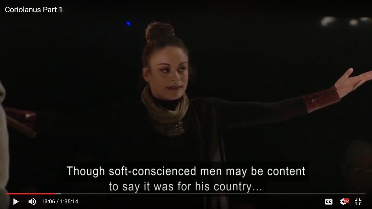 shennsley's tweet photo. A strong female in the start #modernizes the text &amp; gives a voice 2 women  in a play dominated by men  #Coriolanus #classywill #classcin17 https://t.co/7EYxofpUtI