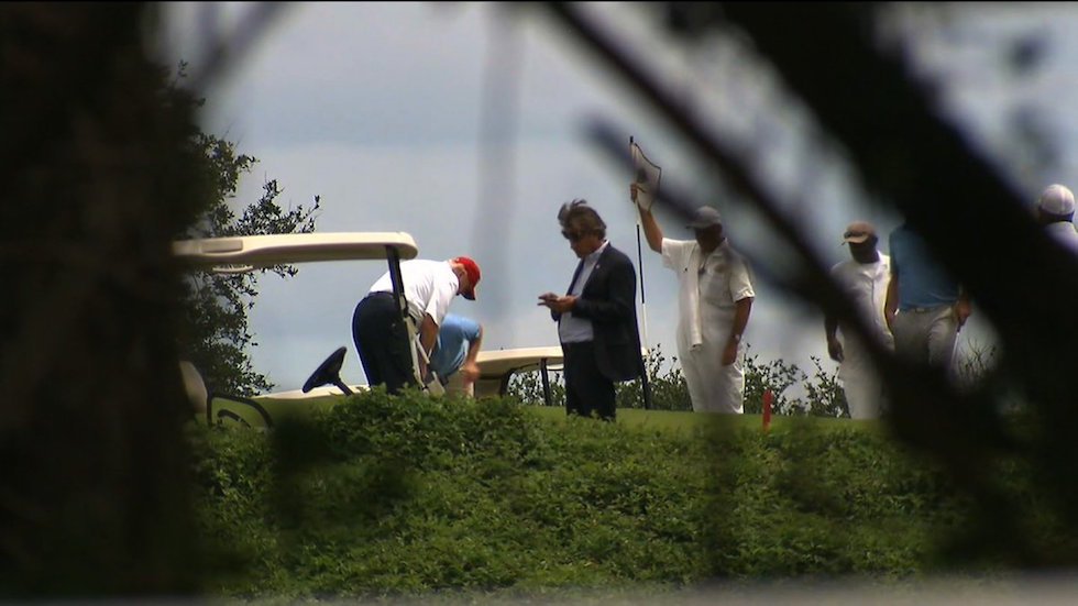 thehill's tweet photo. Trump spotted at Florida golf club for second day in a row https://t.co/jQ1uDaoiff https://t.co/YJSYzqc8yM