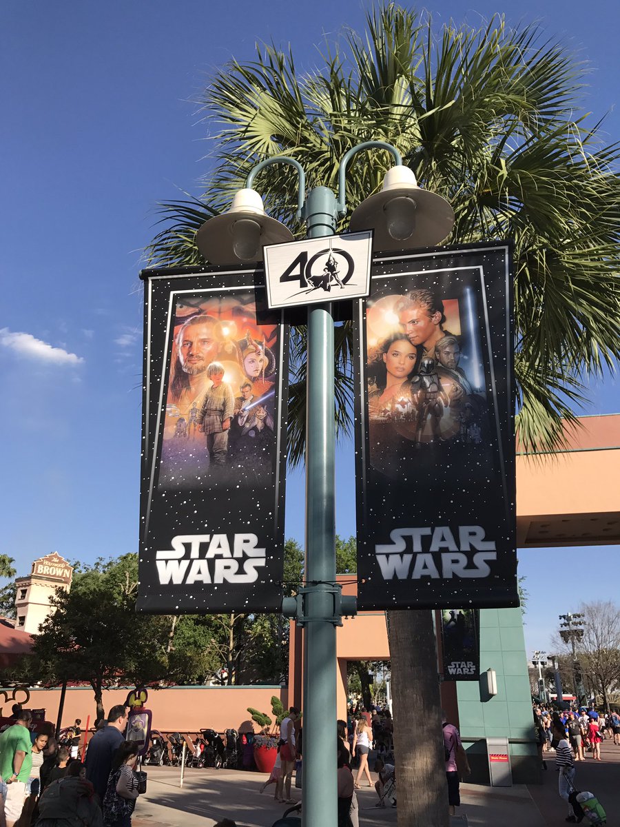 WDWNT's tweet photo. Star Wars 40th anniversary banners are up near Launch Bay https://t.co/oOgaoY9F0Q